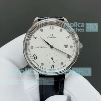 Swiss 8802 automatic watch TW factory Omega Prestige De Ville replica watch white dial 41mm 